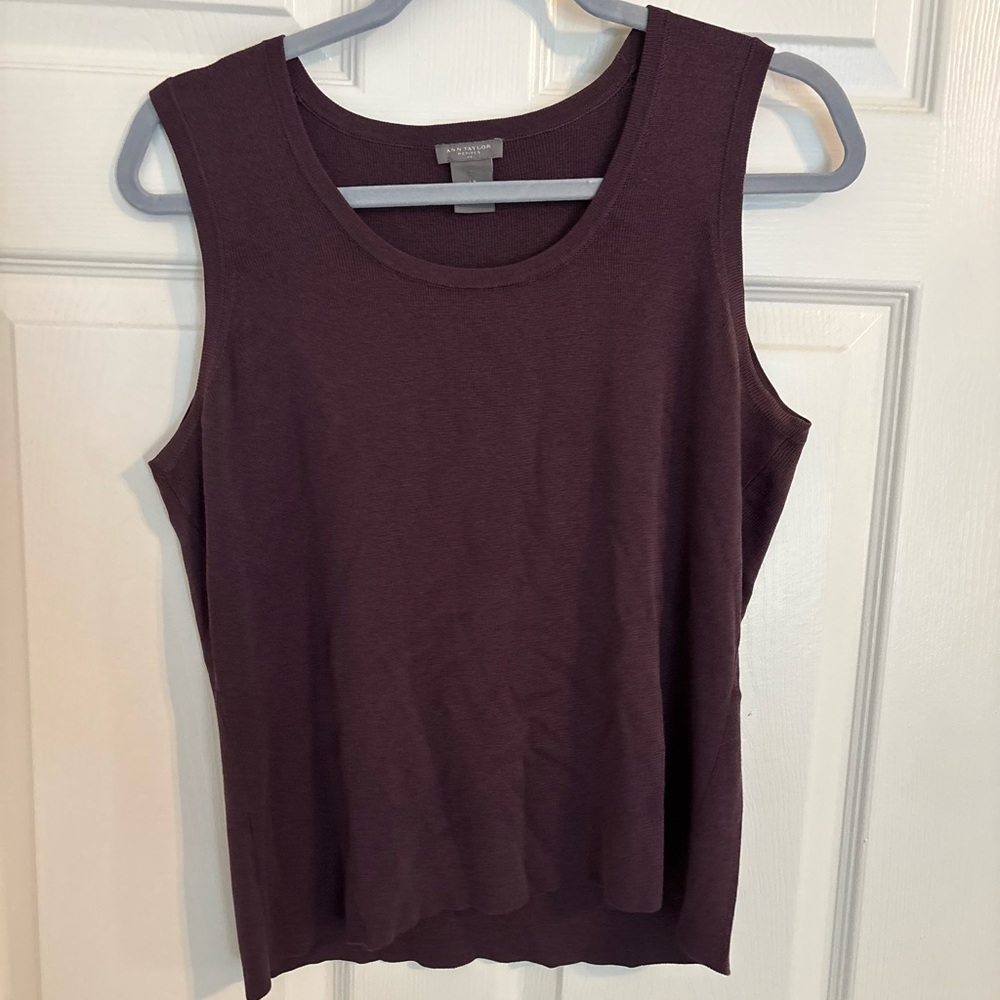 Ann Taylor Plum Fitted Sleeveless Tank Top